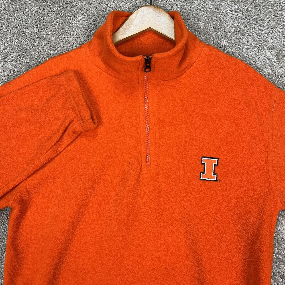University of‎ Illinois Red Oak Pullover Mens M Orange 1/4 Zip Fleece NCAA